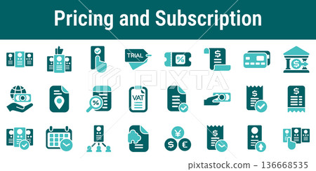 Pricing And Subscription Billing Workflow Icons Set Pricing And Subscription Billing Workflow Icons Set 136668535