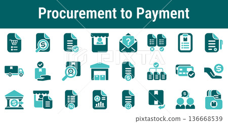 Procurement to Payment Process Icons Procurement to Payment Process Icons 136668539