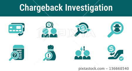 Chargeback Investigation Workflow Icons set 136668540