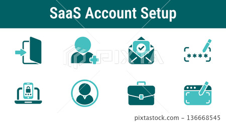 SaaS Account Setup Icons set SaaS Account Setup Icons set 136668545