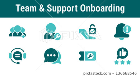 Team and Support Onboarding Icons Team and Support Onboarding Icons 136668546