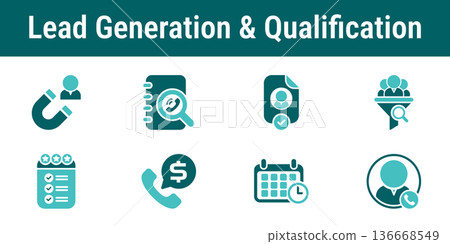 Lead Generation and Qualification Icons Lead Generation and Qualification Icons 136668549