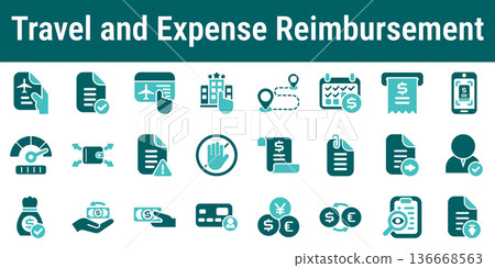 Travel and Expense Reimbursement Icons Travel and Expense Reimbursement Icons 136668563
