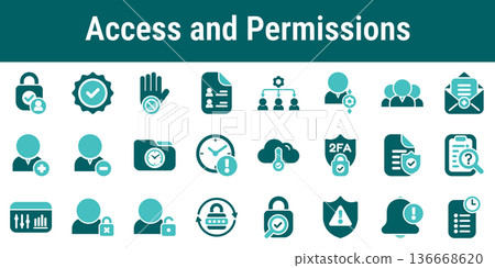Access and Permissions Management Icons Access and Permissions Management Icons 136668620