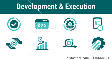 Sprint Development and Execution Icons Sprint Development and Execution Icons 136668621