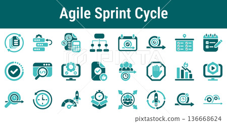 Agile Sprint Cycle Workflow Project Management Icons 136668624