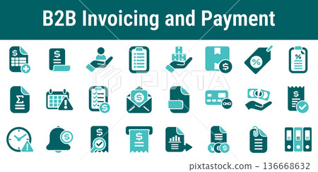 B2B Invoicing and Payment Process Icons 136668632