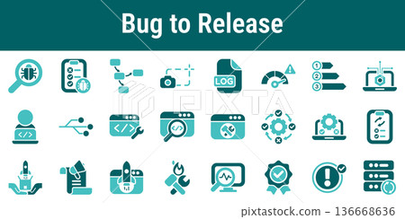 Bug To Release Workflow Icons Set Bug To Release Workflow Icons Set 136668636