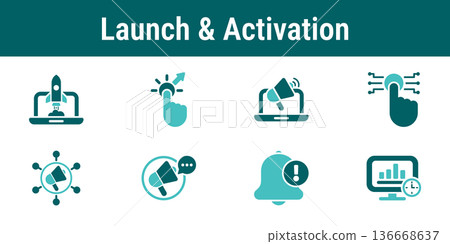 Campaign Launch and Activation Icons Campaign Launch and Activation Icons 136668637