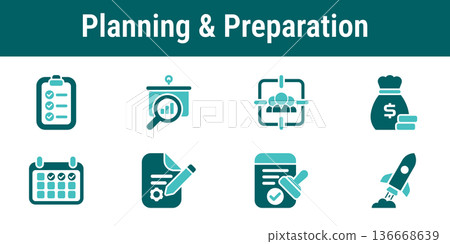 Campaign Planning and Preparation Icons Campaign Planning and Preparation Icons 136668639