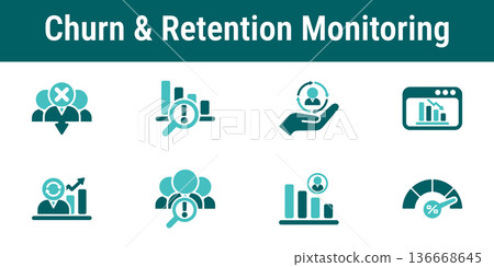 Churn and Retention Monitoring Icons 136668645