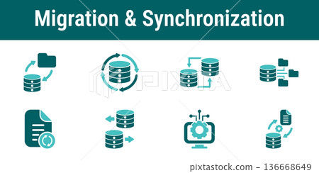 Data Migration and Synchronization Icons 136668649