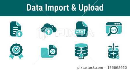 Data Import and Upload Icons Data Import and Upload Icons 136668650