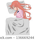 Woman sleeping on a futon 136669244