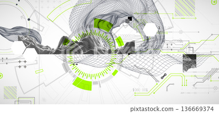 Abstract technology wireframe background. Modern science art elements. 136669374