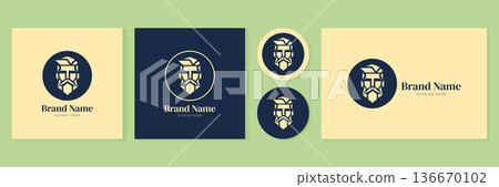 Bearded man head logo set vector illustration for barber shop and masculine fashion brand. Bearded man head logo set vector illustration for barber shop and masculine fashion brand. 136670102