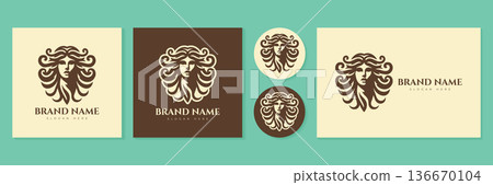 Medusa Gorgon logo set vector illustration for luxury fashion and beauty hair salon brand. Medusa Gorgon logo set vector illustration for luxury fashion and beauty hair salon brand. 136670104