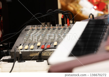 Electronic keyboard and audio mixer setup 136670272