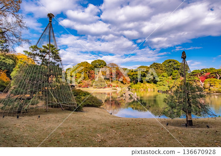 Rikugien Garden on a clear autumn day in Bunkyo Ward, Tokyo Rikugien Garden on a clear autumn day in Bunkyo Ward, Tokyo 136670928