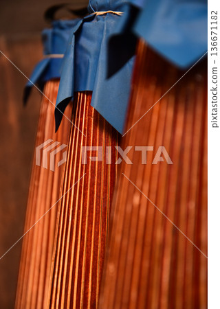 Japanese umbrellas lined up Japanese umbrellas lined up 136671182