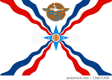 Assyrian Flag with Gold and Blue Assur Symbol   Mesopotamian Heritage and Ancient Identity 136671406