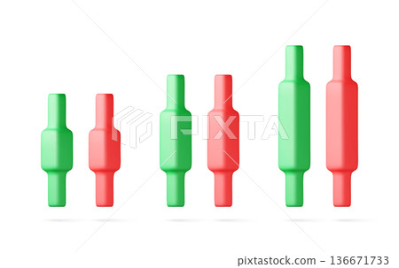3D Green and red candlestick 3D Green and red candlestick 136671733
