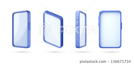 3D Blue smartphone for digital content mockup. 3D Blue smartphone for digital content mockup. 136671734
