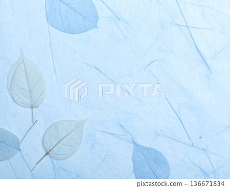 藍色手工紙紋理，天然纖維背景，日式設計底 136671834