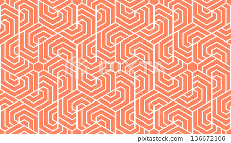 Abstract geometric pattern with stripes, lines. Seamless vector background. White and pink ornament. Simple lattice graphic design 136672106