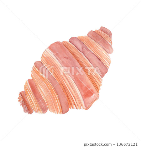Croissant pastry, hand-painted watercolor illustration isolated on white background. Ideal for cafe branding, bakery packaging, breakfast menus, recipe books, coffee shop decor and food marketing Croissant pastry, hand-painted watercolor illustration isolated on white background. Ideal for cafe branding, bakery packaging, breakfast menus, recipe books, coffee shop decor and food marketing 136672121