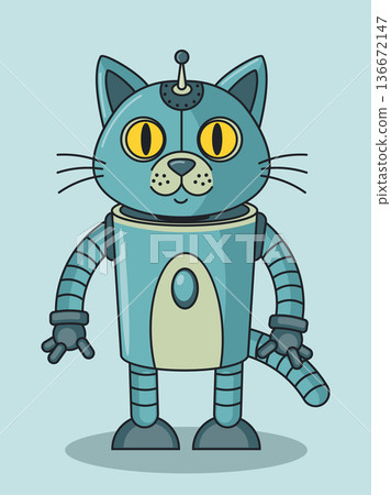 Robot Cat with Blue Body and Yellow Eyes Robot Cat with Blue Body and Yellow Eyes 136672147