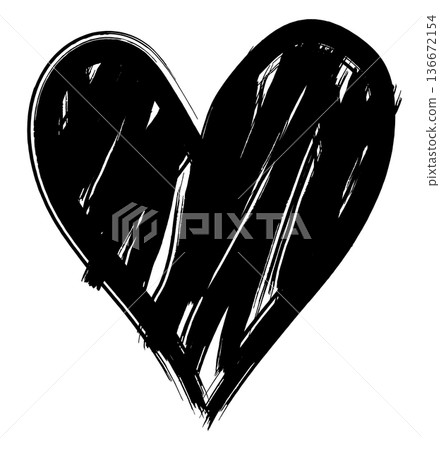 Scribbled Heart Shape with Rough Brush Texture 136672154