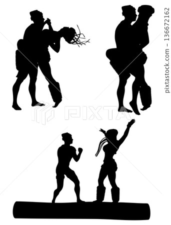 Silhouette of Man and Woman Dancing Silhouette of Man and Woman Dancing 136672162