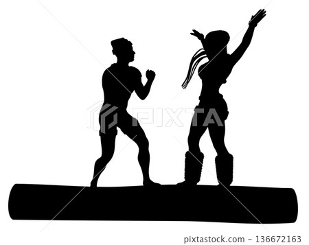 Silhouette of Man and Woman Dancing 136672163