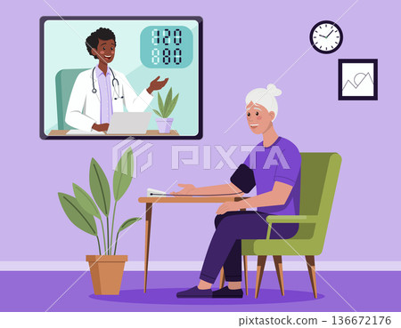 Online Doctor Consultation with Elderly Patient 136672176