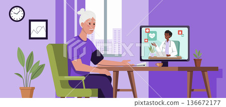 Online Doctor Consultation with Elderly Patient 136672177