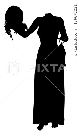 Silhouette of Woman with separated head Silhouette of Woman with separated head 136672221