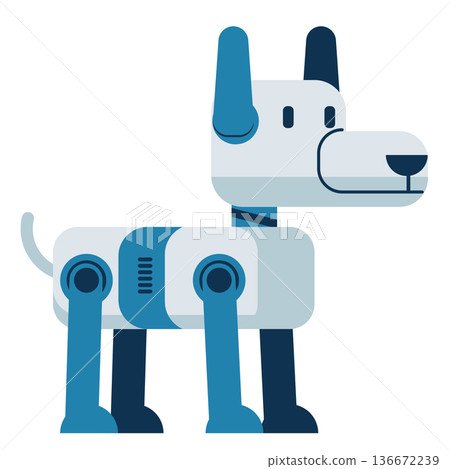 Cute Blue and White Robot Dog Cute Blue and White Robot Dog 136672239