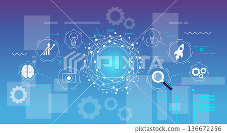 Technology Banner with HUD elements 136672256