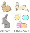 Easter eggs and rabbit set 136672423