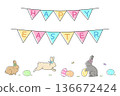 Cute easter illustration material 136672424
