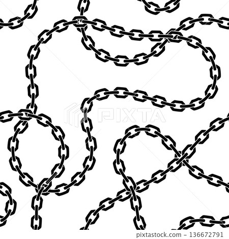 Seamless wavy chain pattern. Vector black and white texture Seamless wavy chain pattern. Vector black and white texture 136672791