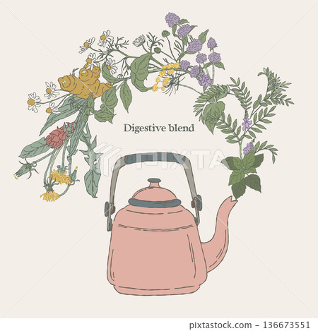 Digestive Herbal Blend Wreath with Teapot Digestive Herbal Blend Wreath with Teapot 136673551