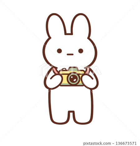 Travel illustration of a rabbit with a camera 136673571
