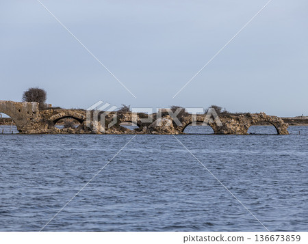 Echoes of the Past: The Roman Bridge Ruins near Hergla 136673859
