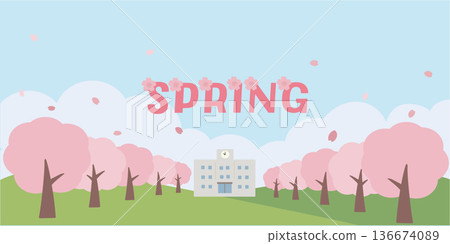 Spring background illustration Cherry blossom background Banner Logo Spring background illustration Cherry blossom background Banner Logo 136674089