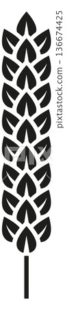 Barley ear black logo. Cereal grain icon Barley ear black logo. Cereal grain icon 136674425