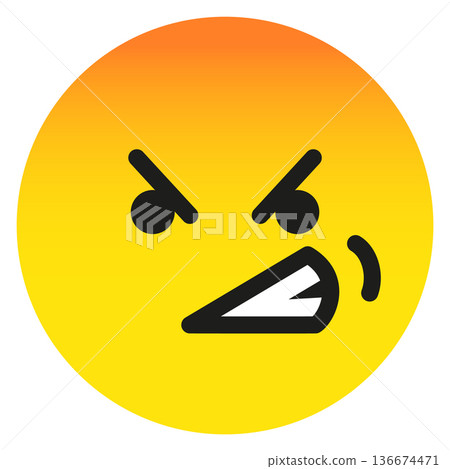 Angry face icon. Irritated yellow head emoji Angry face icon. Irritated yellow head emoji 136674471