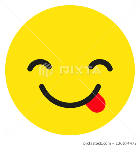 Face savoring food icon. Yellow funny emoji Face savoring food icon. Yellow funny emoji 136674472