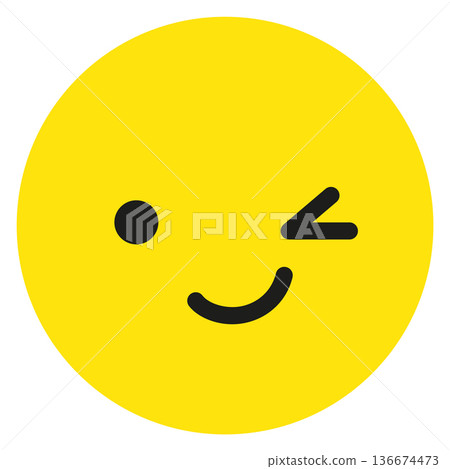 Winking face emoji. Playful yellow head expression Winking face emoji. Playful yellow head expression 136674473